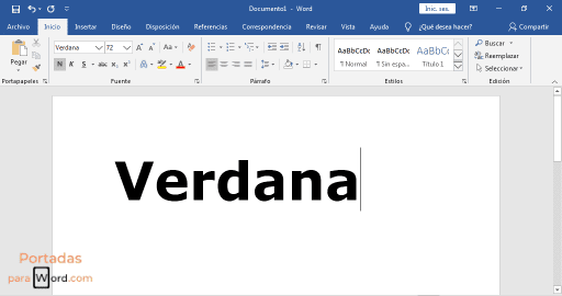 letra verdana de word