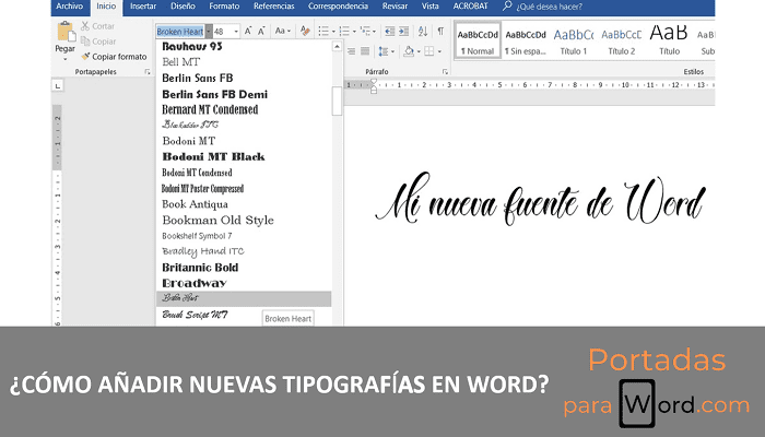 añadir nuevas tipografías en word