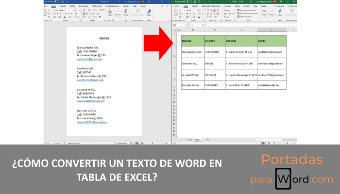convertir un texto de word en tabla de excel