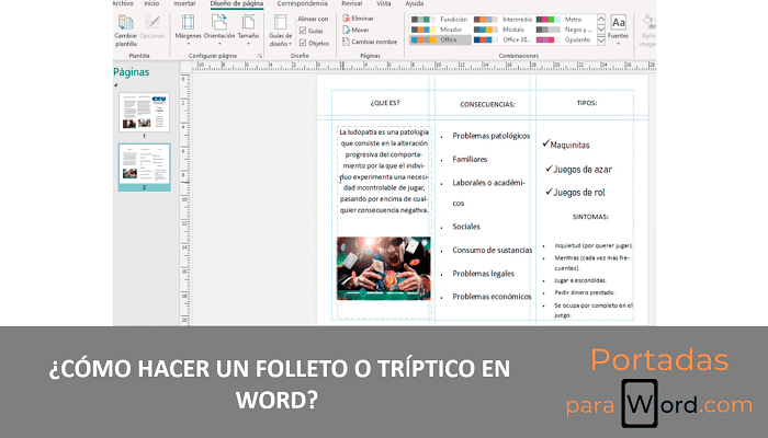 hacer un folleto o triptico en word