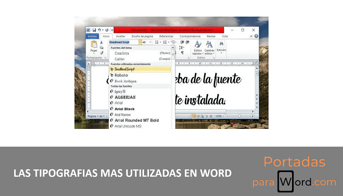 las tipografias mas utilizadas en word